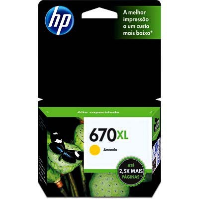 CARTUCHO DE TINTA HP 670XL ALTO RENDIMIENTO AMARILLO 9.00ml CZ120A