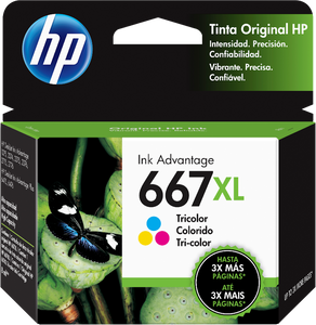 CARTUCHO DE TINTA HP 667XL ALTO RENDIMIENTO TRI-COLOR 3YM80AL