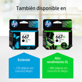 CARTUCHO DE TINTA HP 667XL ALTO RENDIMIENTO NEGRO 3YM81A