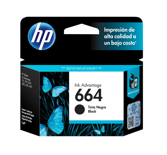 CARTUCHO DE TINTA HP 664 NEGRO 2ml F6V29A