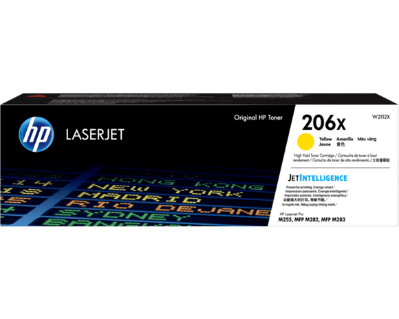 CARTUCHO DE TONER HP 206X ALTO RENDIMIENTO AMARILLO LASERJET W2112X